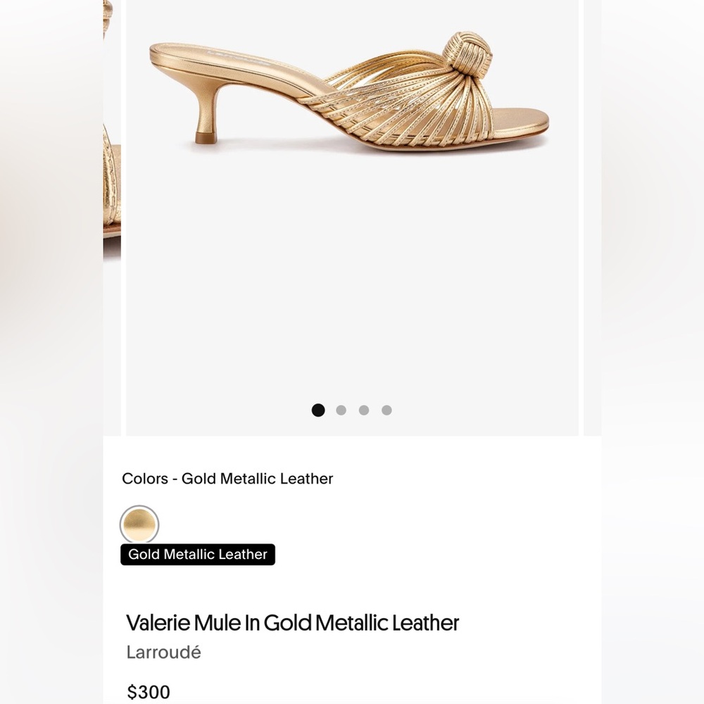 Larroudé Valerie Gold Metallic Leather Mule